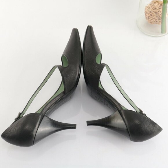 Sigerson Morrison Womens Pump Size 7.5 Black D'Orsay Retro Heel Dress Shoe - Picture 9 of 12